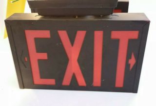 Vintage light up EXIT Sign Box Art Deco Gold Tone Ceiling fixture 2