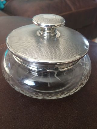 Hallmarked Silver & Glass Powder Pot/jar With Mirror - Birmingham 1913