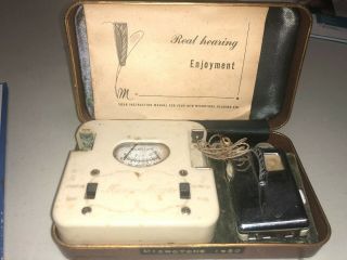 Vintage And Rare 1950 Microtone Rechargeable Body Style Hearing Aid