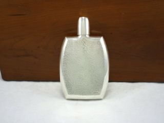 Vintage Japanese Sterling Silver Hand Hammered Curved Pocket Flask W/ Shot Cap