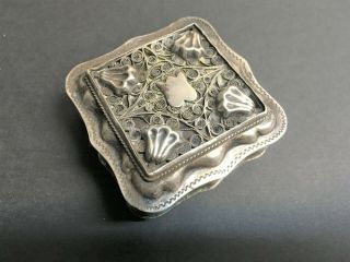 Antique Sterling Silver Snuff Box Ring Box Lion Mark Inside