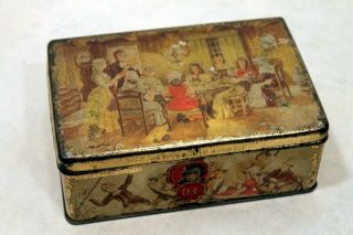 Vintage Very Rare Douwe Egberts Tea Litho Tin Box Holland For South America