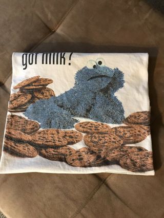 Vintage 1997 Sesame Street Cookie Monster " Got Milk " T - Shirt Cookie Monster Xl