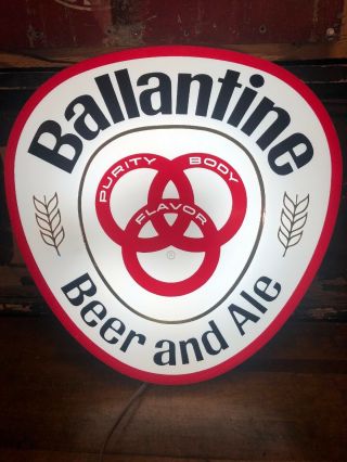 Older Vintage Ballantine Beer Ale Lighted Beer Sign Bar Garage Nos Old Drink Cup