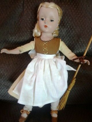 Vintage 14 " Madame Alexander Hard Plastic Poor Cinderella Doll Yellow Dress