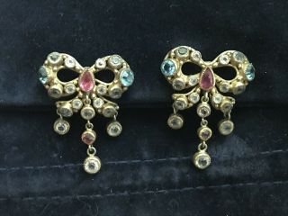 VINTAGE SIGNED HOBE BROOCH PIN AND EARRINGS GOLD TONE 3