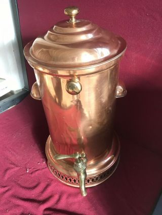 Antique Vintage Copper Coffee Tea Hot Water Urn With Brass Spout