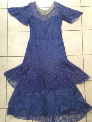 Authentic Antique 1920’s Lace Dress Drop Waist Hand Done Layered Vtg