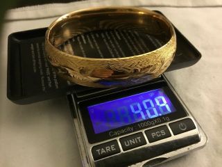 Vintage Signed 1/10 14 Kt Gold Filled Thick Bangle Bracelet 40 Grams 4