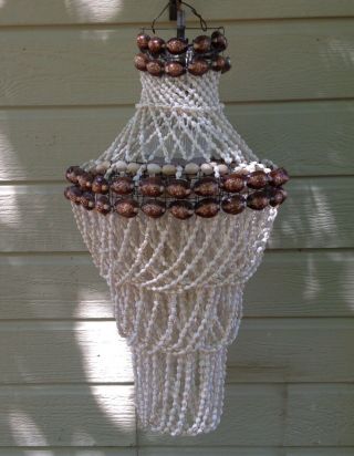 Vintage Mid Century Modern Tiered Sea Shell Chandelier Ceiling Light Fixture
