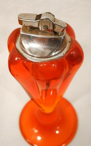 Vtg Viking Glass Mid Century Modern Orange Persimmon Lighter,  Ashtray Amberina 3
