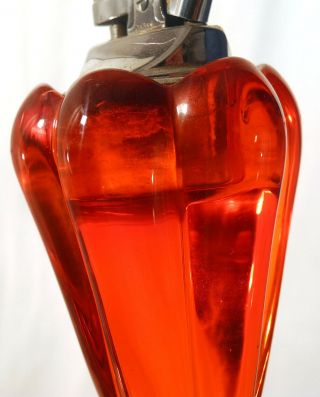 Vtg Viking Glass Mid Century Modern Orange Persimmon Lighter,  Ashtray Amberina 5