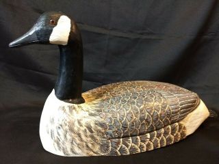 Lrg Wood Hand Carved Painted Signed Ooak Unique Canadian Goose Vintage Handmade