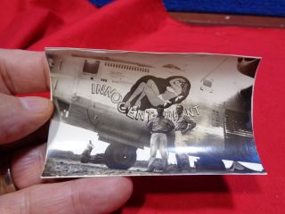 Old Ww2 Military Photo Snapshot Aircraft Nose Art A - 64