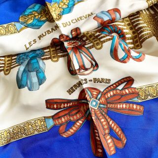 Vintage Hermes Paris Les Rubans Du Cheval Foulard 100 Silk Scarf Good Cd 90cm