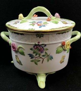 Herend Queen Victoria Biscuit Box Cookie Jar 6300 Hand - Painted Vintage