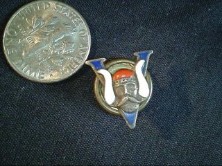 Vintage Sterling Silver Wwii Us V For Victory Patriotic Lapel Pin/button Rare