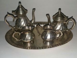 Vintage Silver Plate Small Tea Serving Set For Decoration Or Dollie Tea Party