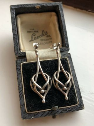 Vintage Scottish Ola Gorie Sterling Silver Dropper Earrings