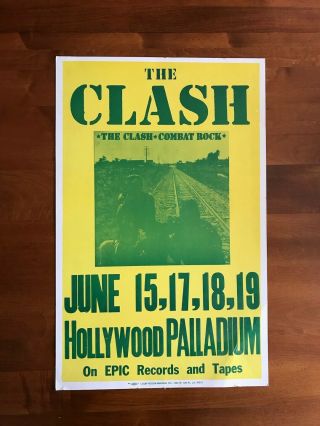 The Clash At Hollywood Palladium Poster Rare 1982 Tour