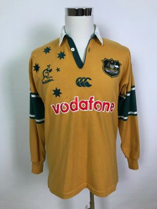 Vintage Canterbury Wallabies Australia Mens Rugby Union Long Sleeve Jersey Med