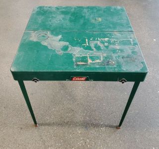 Vintage Portable Coleman Metal Camping Picnic Table Green
