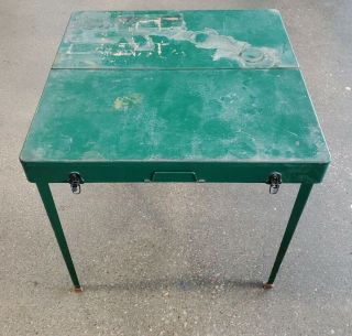 Vintage Portable Coleman Metal Camping Picnic Table Green 4