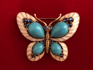 Vintage Signed Trifari Butterfly Brooch Pin 2 " X1.  5 "