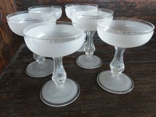 Stunning Vintage Art Deco Faceted Hollow Stem Glass Champagne Glasses