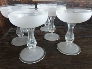 STUNNING VINTAGE Art DECO Faceted HOLLOW Stem GLASS Champagne Glasses 2