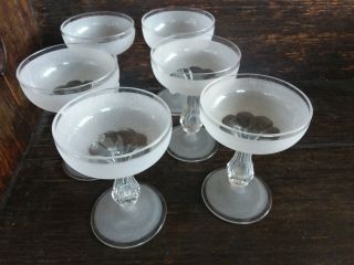 STUNNING VINTAGE Art DECO Faceted HOLLOW Stem GLASS Champagne Glasses 4
