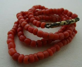 Antique Natural Red Coral Bead Necklace 42cm 16.  5 Inches - Beads Approx 3,  3mm