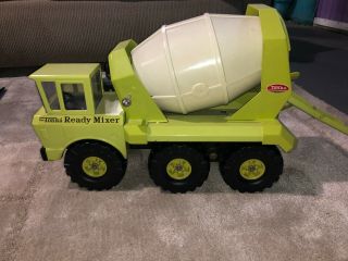 Vintage Mighty Tonka Ready Mixer Cement Truck Lime Green Metal Pressed Steel.