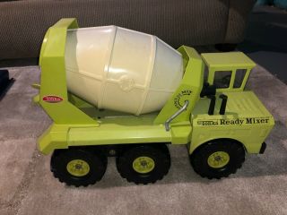 Vintage Mighty Tonka Ready Mixer Cement Truck Lime Green Metal Pressed Steel. 2