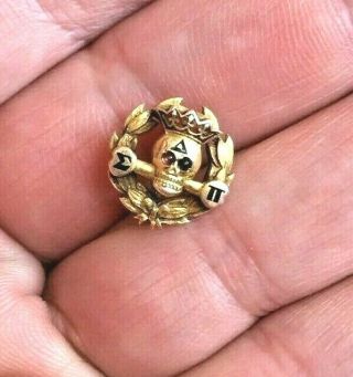 Vintage Delta Sigma Pi 14k Gold Fraternity Skull Member Pledge Pin Badge 2.  5g