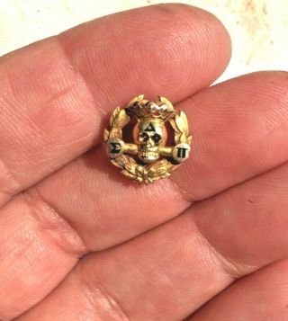 VINTAGE Delta Sigma Pi 14K Gold FRATERNITY SKULL Member Pledge Pin Badge 2.  5g 5