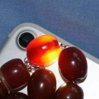 Very Fine Antique Dark Cherry Amber Bakelite Faturan Necklace for Prayer Beads 8