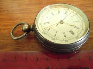 Antique Large Silver Stop Watch Pocket Watch Centre Seconds