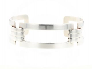 Sterling Silver 925 Vintage Mexican Taxco Modernist Bangle Cuff Bracelet Rhr