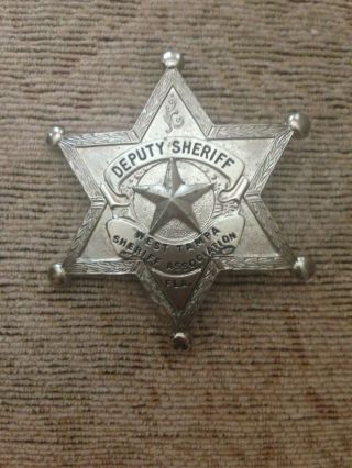 Obsolete Vintage Deputy Sheriff West Tampa,  Fla.  Metal Badge 6 Point Star
