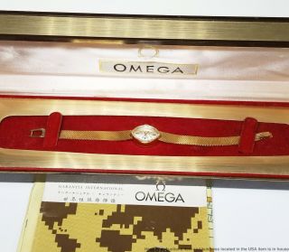 Vintage Omega 14k Gold Mid Century Ladies Watch Orig Box Papers