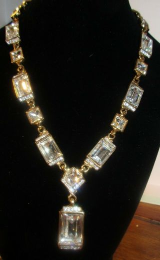 Authentic Signed Vintage Swarovski Huge Pave Crystal Link Necklace