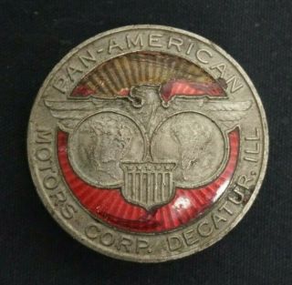 Rare Vintage Pan - American Motors Corporation Radiator Badge Emblem Decatur,  Il