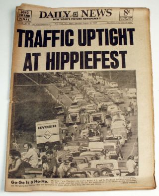 Vintage Complete Daily News Newspaper - Aug 16 69 - Woodstock - At Hippiefest - Lldn