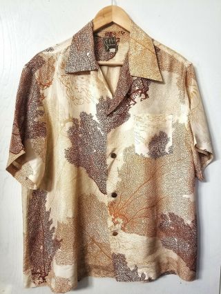 1940s 1950s Alfred Shaheen Of Honolulu Hawaiian Shirt Size Large