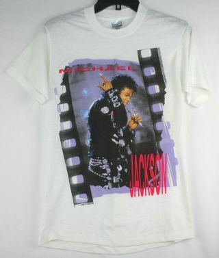 Vtg Springford White 1988 80s Michael Jackson T Shirt Bad Concert Tour Tee Sz M