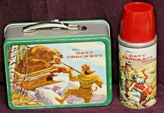 Vintage Davy Crockett Metal Lunchbox With Thermos 1955