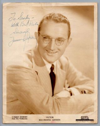 Vintage Tommy Dorsey Signed Victor Records Publicity Photo Big Band Autograph