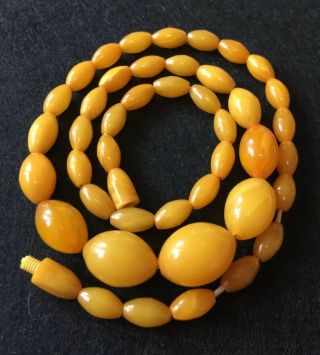 Antique Butterscotch Amber Bakelite Bead Necklace