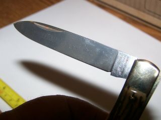 VINTAGE POCKET KNIFE THICK STAG SCALES WEIDMANNSHEIL LOCKBACK 4 IN.  CLOSED NOS. 3